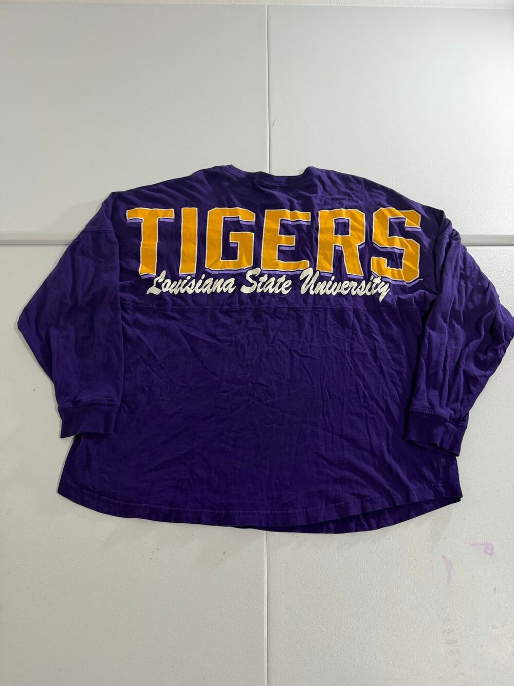 LSU Tigers Spirit Jersey Long Sleeve T-Shirt Youth L 12-14 Purple Tiger Eye